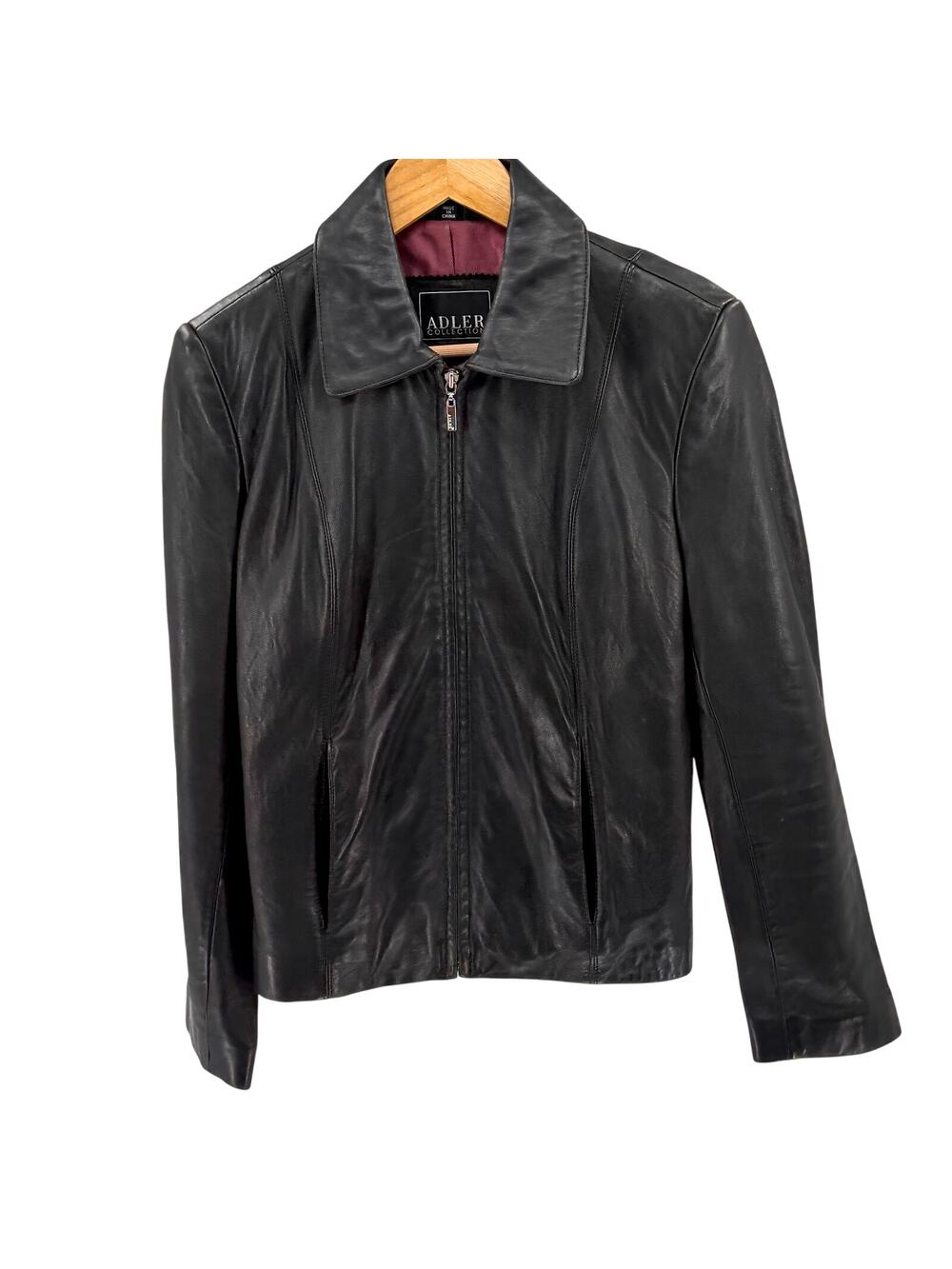Vintage Y2K Adler Collection Black Genuine Leather Lambskin Zip Up Jacket